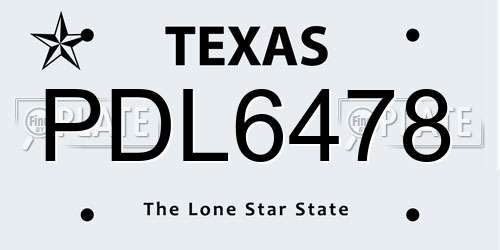 PDL6478 Texas License Plate