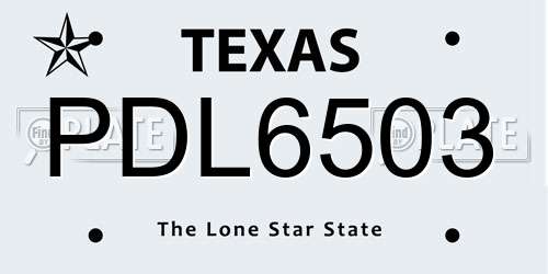 PDL6503 Texas License Plate