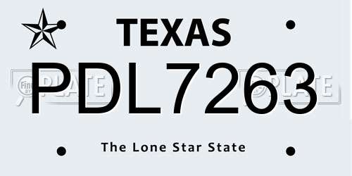PDL7263 Texas License Plate