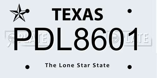 PDL8601 Texas License Plate