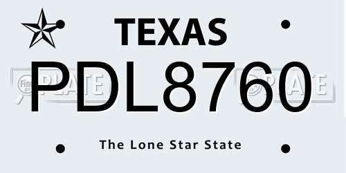 PDL8760 Texas License Plate