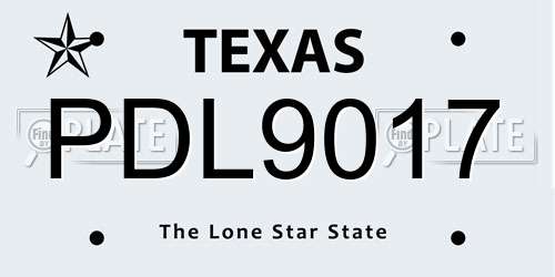PDL9017 Texas License Plate