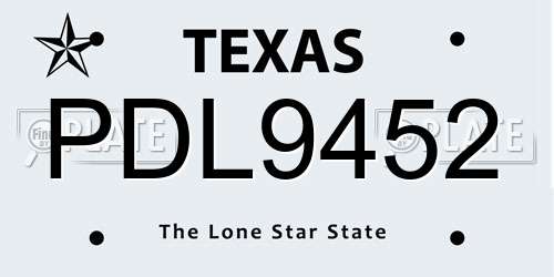 PDL9452 Texas License Plate