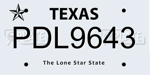 PDL9643 Texas License Plate