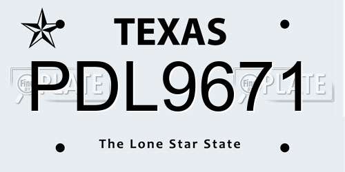 PDL9671 Texas License Plate
