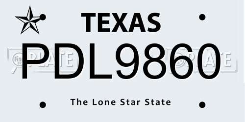 PDL9860 Texas License Plate