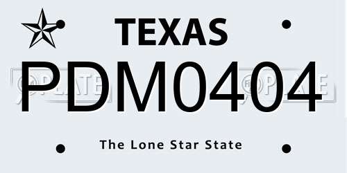 PDM0404 Texas License Plate