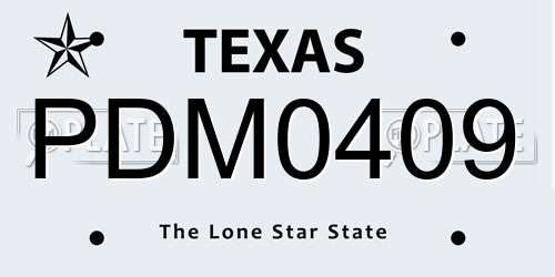 PDM0409 Texas License Plate