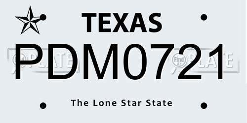 PDM0721 Texas License Plate