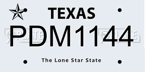 PDM1144 Texas License Plate
