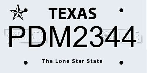 PDM2344 Texas License Plate