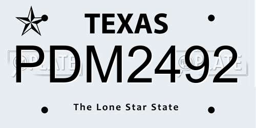 PDM2492 Texas License Plate