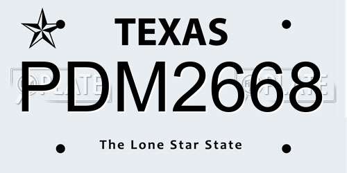 PDM2668 Texas License Plate