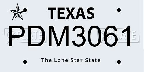 PDM3061 Texas License Plate