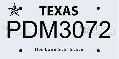 PDM3072 Texas License Plate