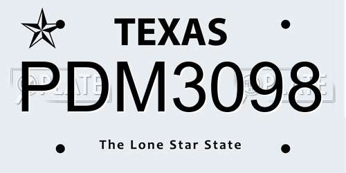 PDM3098 Texas License Plate
