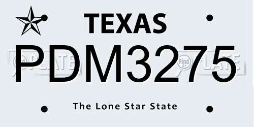 PDM3275 Texas License Plate