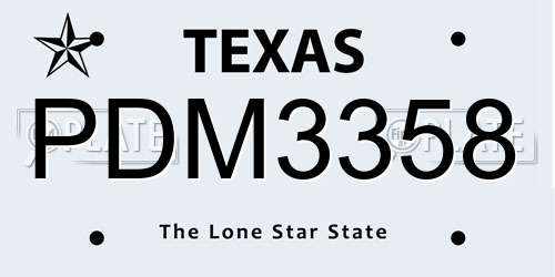 PDM3358 Texas License Plate
