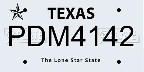 PDM4142 Texas License Plate