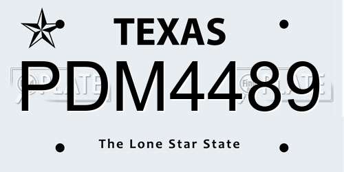 PDM4489 Texas License Plate