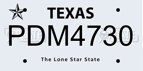 PDM4730 Texas License Plate