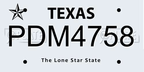 PDM4758 Texas License Plate