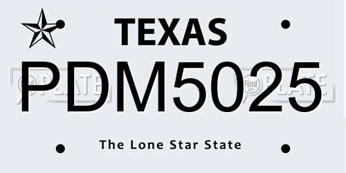 PDM5025 Texas License Plate
