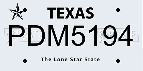 PDM5194 Texas License Plate