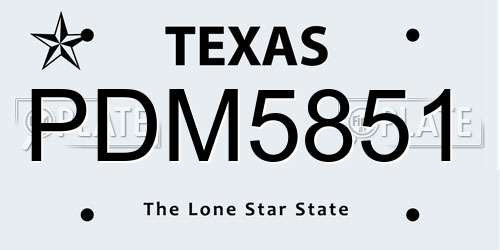 PDM5851 Texas License Plate