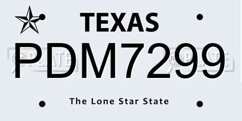 PDM7299 Texas License Plate