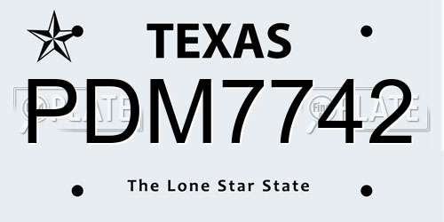 PDM7742 Texas License Plate