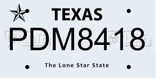 PDM8418 Texas License Plate