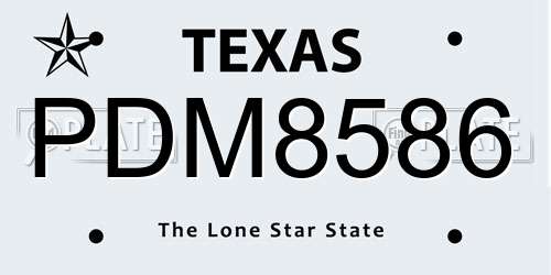 PDM8586 Texas License Plate