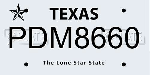 PDM8660 Texas License Plate