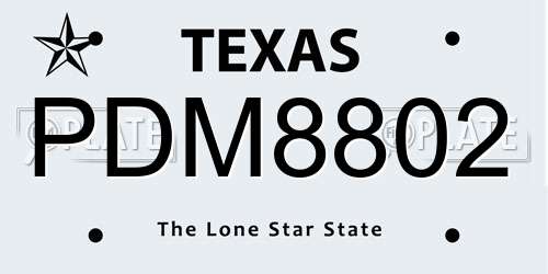 PDM8802 Texas License Plate