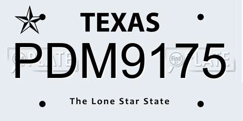 PDM9175 Texas License Plate