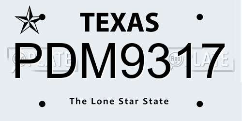 PDM9317 Texas License Plate