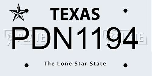 PDN1194 Texas License Plate
