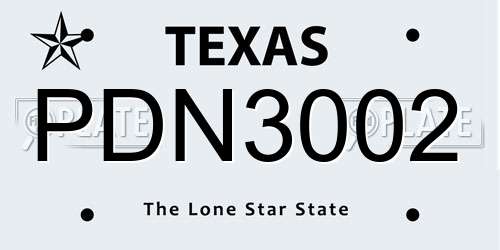 PDN3002 Texas License Plate