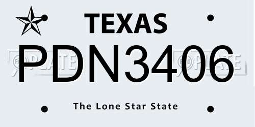 PDN3406 Texas License Plate