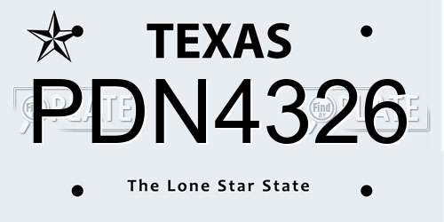 PDN4326 Texas License Plate