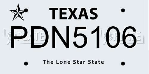 PDN5106 Texas License Plate
