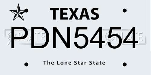 PDN5454 Texas License Plate