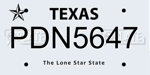PDN5647 Texas License Plate