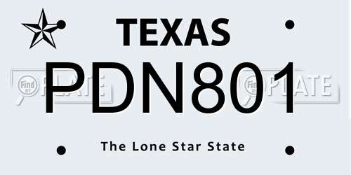 PDN801 Texas License Plate
