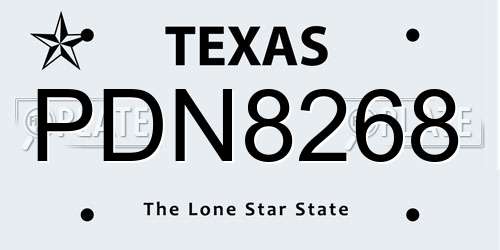 PDN8268 Texas License Plate