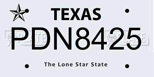 PDN8425 Texas License Plate