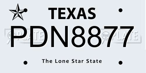 PDN8877 Texas License Plate