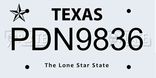 PDN9836 Texas License Plate