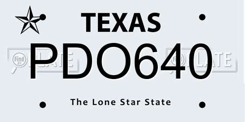 PDO640 Texas License Plate